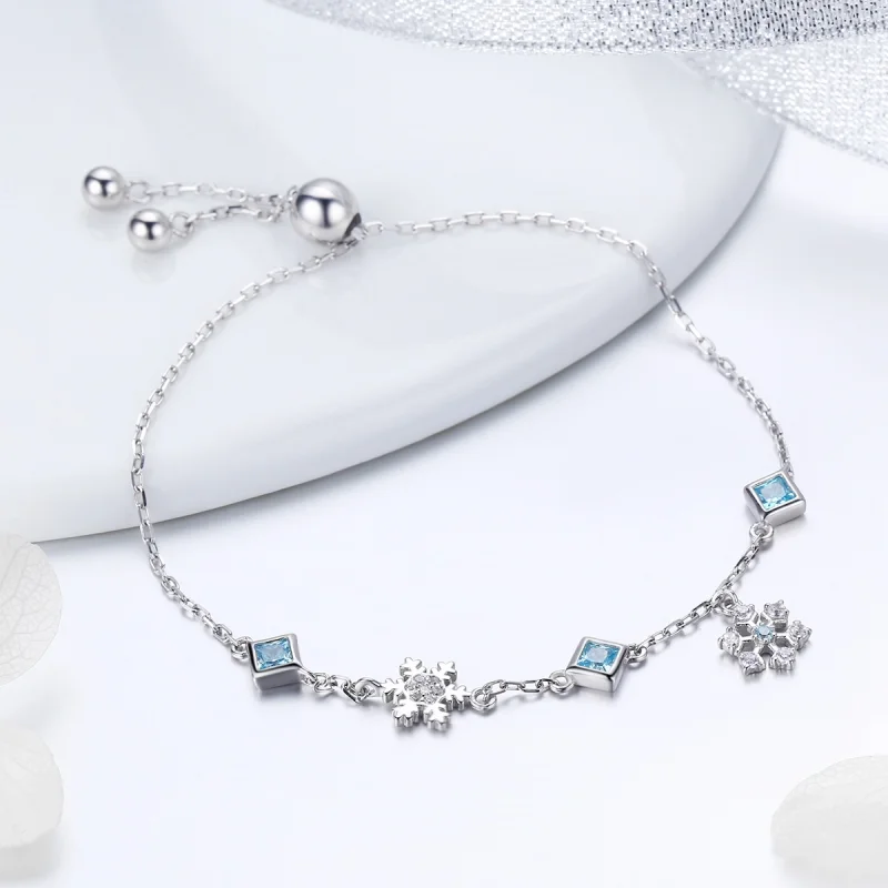 (Bild für) Silbernes tanzendes Schneeflocken-Armband im Pandora-Stil - BSB001 - Ansicht 4