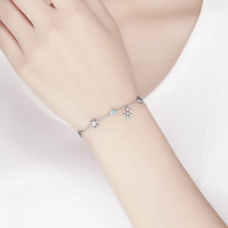 (Bild für) Silbernes tanzendes Schneeflocken-Armband im Pandora-Stil - BSB001 - Ansicht 5
