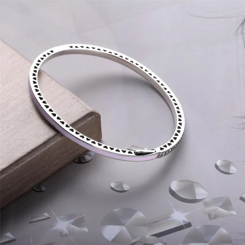 (Bild für) Armreif „Radiant Hearts of PANDORA“, hellrosa Emaille und klare CZ - 590537EN68 - Ansicht 3
