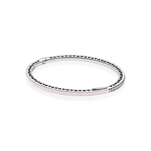 (Bild für) Armreif „Radiant Hearts of PANDORA“, hellrosa Emaille und klare CZ - 590537EN68