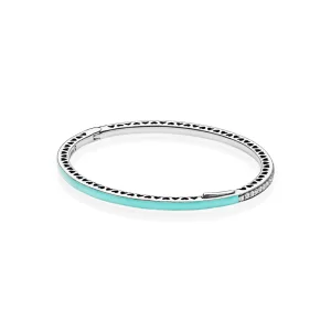 (Bild für) Armreif „Radiant Hearts of PANDORA“, leuchtend mintfarbene Emaille und klare CZ - 590537en105