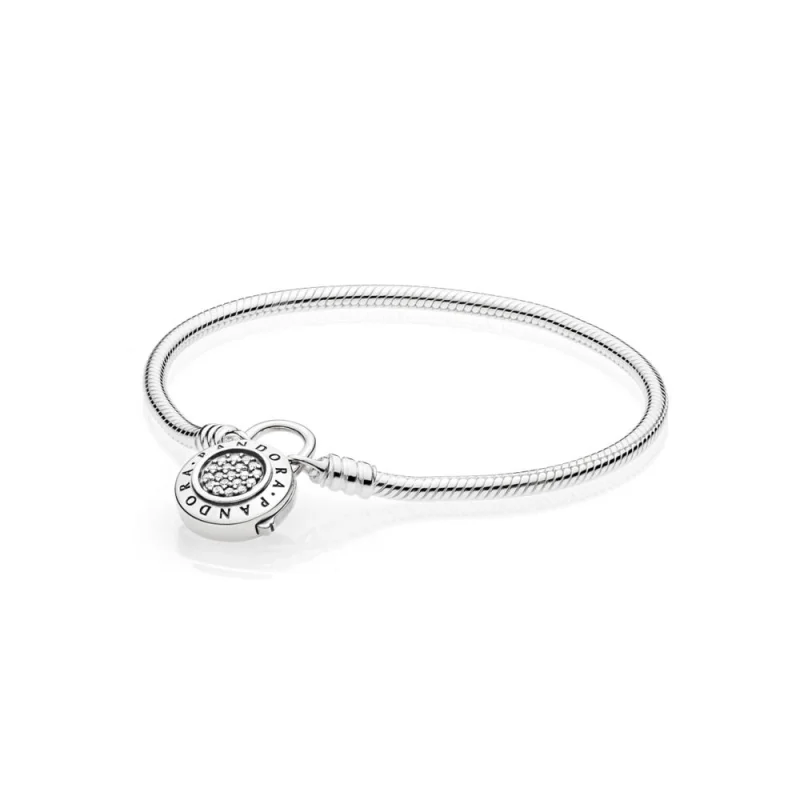 (Bild für) Glattes MOMENTS-Armband mit PANDORA-Signatur-Vorhängeschloss - 597092CZ