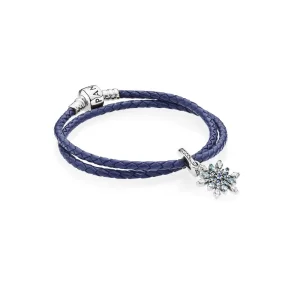 (Bild für) Pandora blaues Lederarmband mit Schneeflocke - R900168