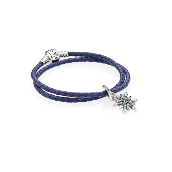 (Bild für) Pandora blaues Lederarmband mit Schneeflocke - R900168