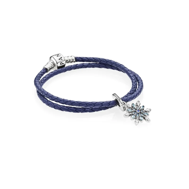(Bild für) Pandora blaues Lederarmband mit Schneeflocke - R900168