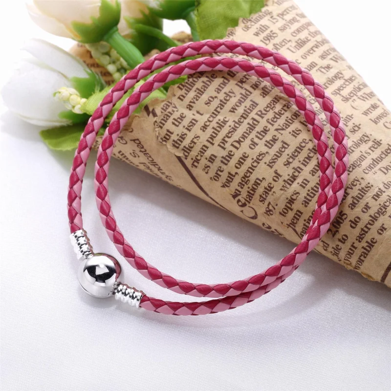 (Bild für) PANDORA Charm-Armband aus gemischtem rosa gewebtem Doppelleder - 590747CPMX-D - Ansicht 2