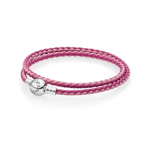 (Bild für) PANDORA Charm-Armband aus gemischtem rosa gewebtem Doppelleder - 590747CPMX-D
