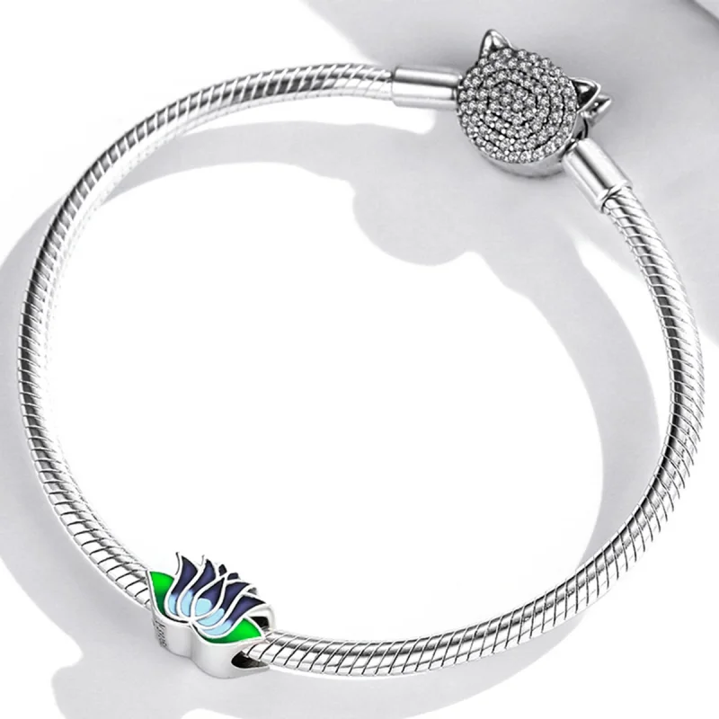 (Bild für) Blauer Lotus-Charm im Pandora-Stil - SCC2020 - Ansicht 3