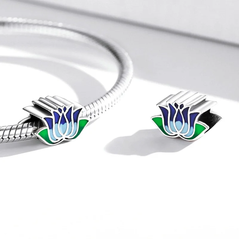 (Bild für) Blauer Lotus-Charm im Pandora-Stil - SCC2020 - Ansicht 4