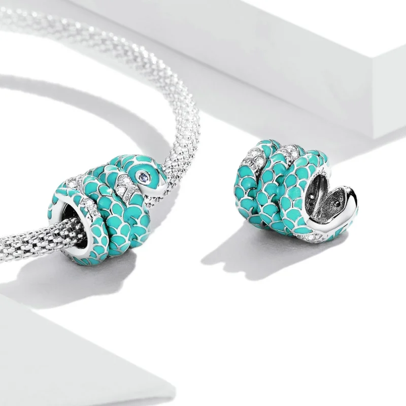 (Bild für) Blauer Schlangen-Charm im Pandora-Stil - BSC576 - Ansicht 4