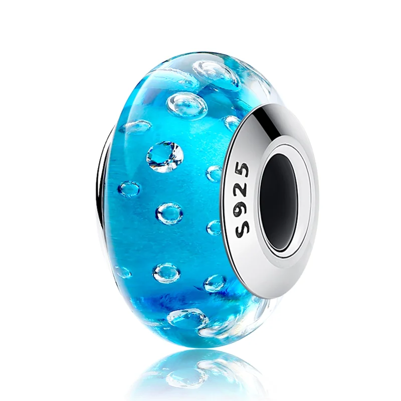 (Bild für) Blauer Trend im Pandora-Stil mit Murano-Glas-Charm mit Gewinde - SCZ029 - Ansicht 2