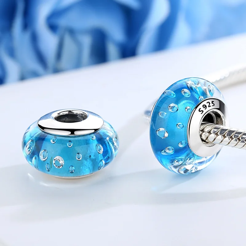 (Bild für) Blauer Trend im Pandora-Stil mit Murano-Glas-Charm mit Gewinde - SCZ029 - Ansicht 3