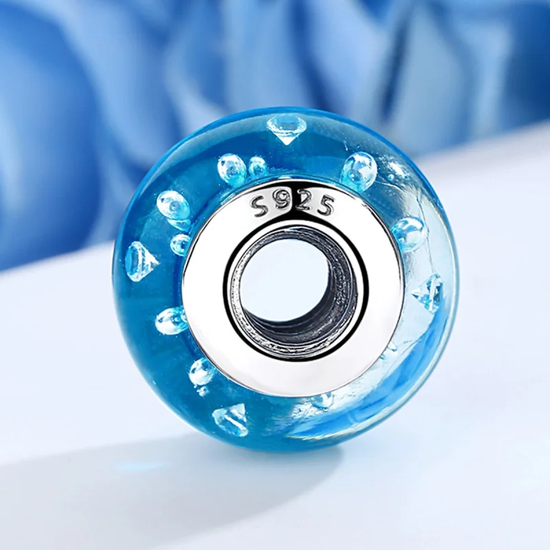 (Bild für) Blauer Trend im Pandora-Stil mit Murano-Glas-Charm mit Gewinde - SCZ029 - Ansicht 4