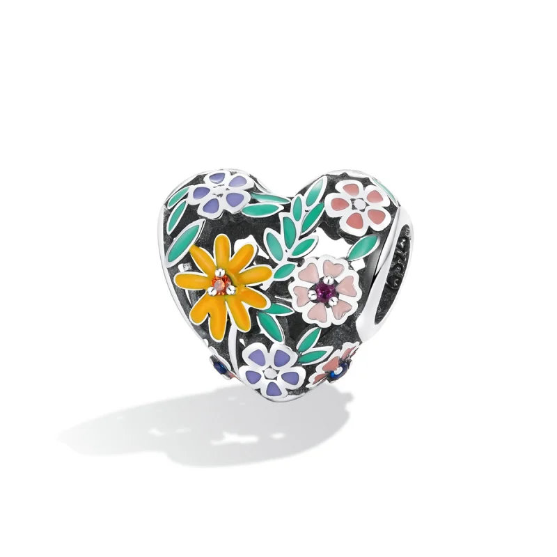 (Bild für) Blumen-Herz-Charm im Pandora-Stil - BSC590 - Ansicht 2