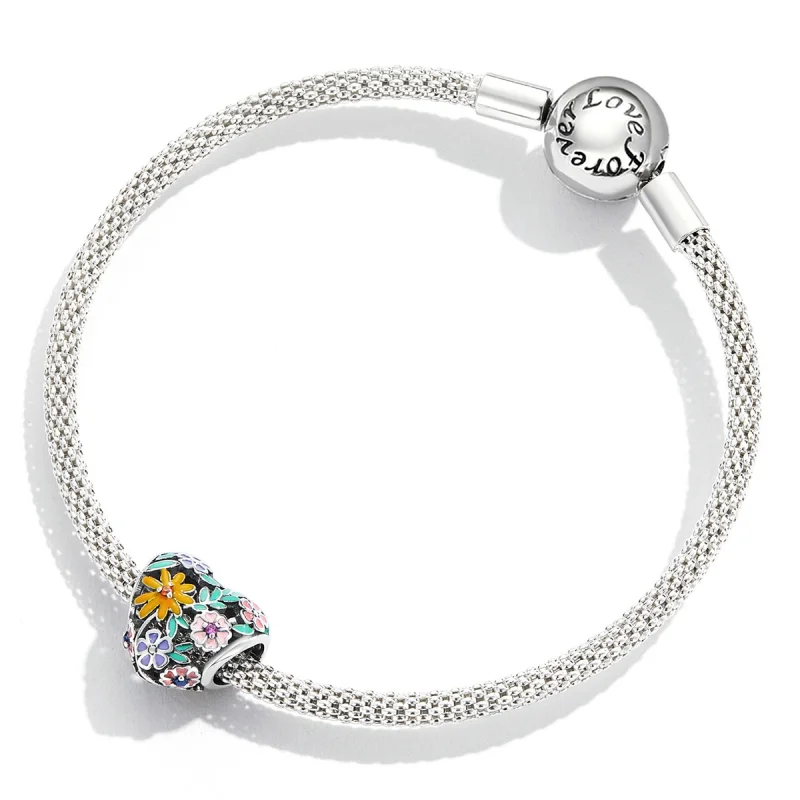 (Bild für) Blumen-Herz-Charm im Pandora-Stil - BSC590 - Ansicht 4