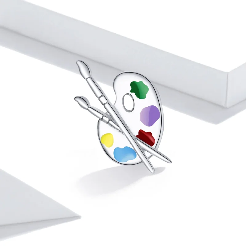 (Bild für) Buntes Kunstpaletten-Charm im Pandora-Stil aus Silber - BSC359 - Ansicht 2