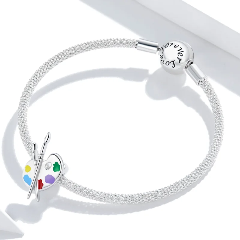 (Bild für) Buntes Kunstpaletten-Charm im Pandora-Stil aus Silber - BSC359 - Ansicht 3