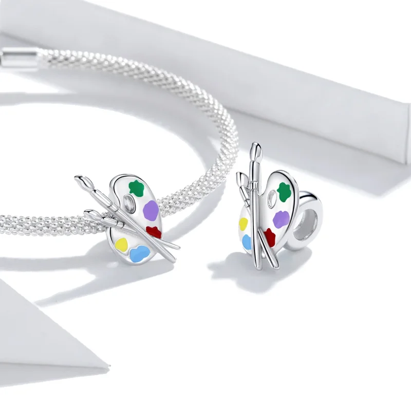 (Bild für) Buntes Kunstpaletten-Charm im Pandora-Stil aus Silber - BSC359 - Ansicht 4