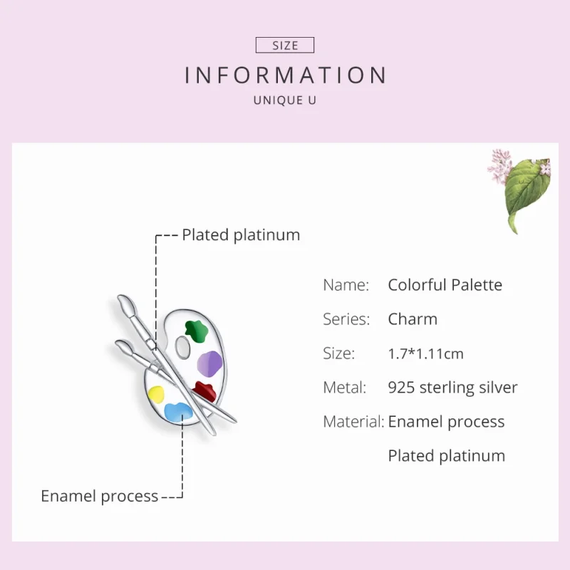 (Bild für) Buntes Kunstpaletten-Charm im Pandora-Stil aus Silber - BSC359 - Ansicht 7
