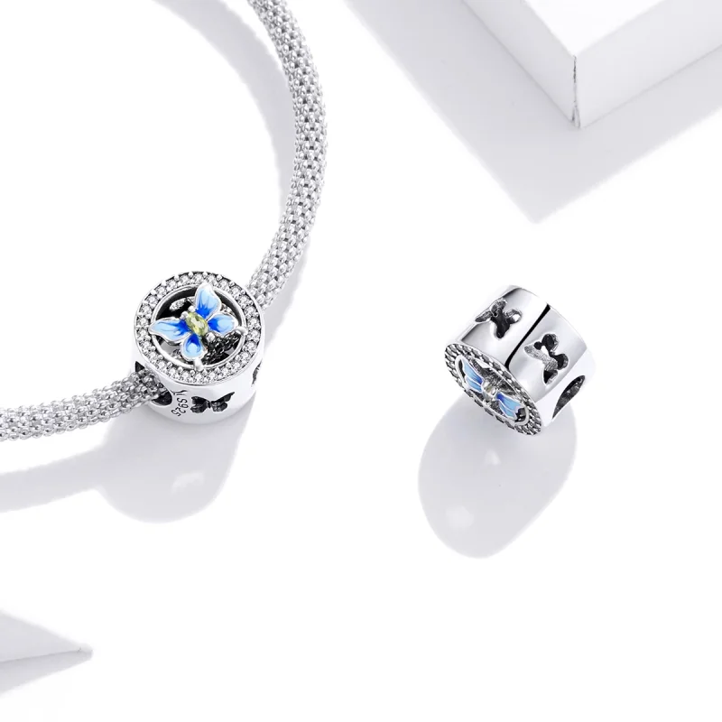 (Bild für) Buntes Schmetterlings-Charm aus Silber im Pandora-Stil - SCC1682 - Ansicht 4