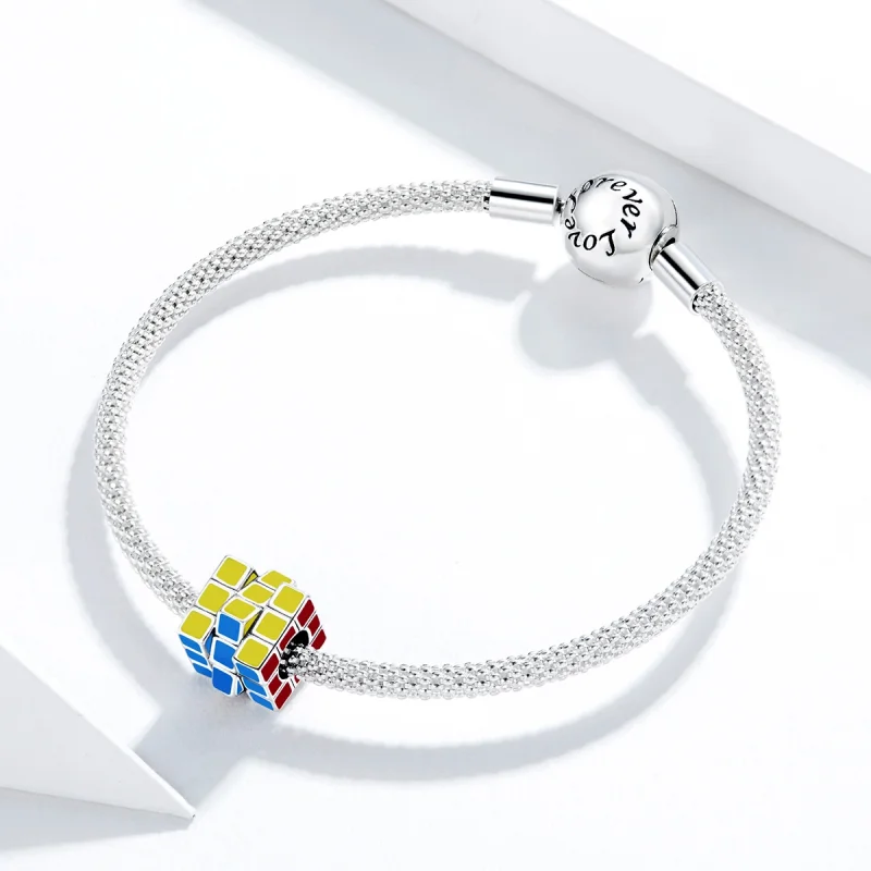 (Bild für) Buntes Würfel-Charm aus Silber im Pandora-Stil - SCC1640 - Ansicht 3