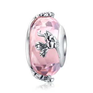 (Bild für) Charm-Anhänger aus Muranoglas im Pandora-Stil mit silbernem Schmetterling - SCC1285