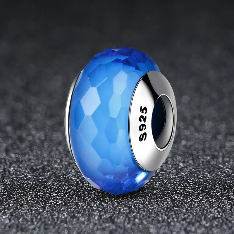 (Bild für) Charm-Anhänger aus Muranoglas mit blauen Facetten im Pandora-Stil - SCZ037 - Ansicht 2