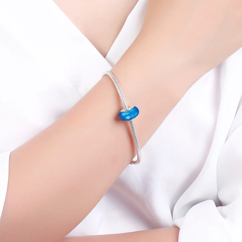(Bild für) Charm-Anhänger aus Muranoglas mit blauen Facetten im Pandora-Stil - SCZ037 - Ansicht 5