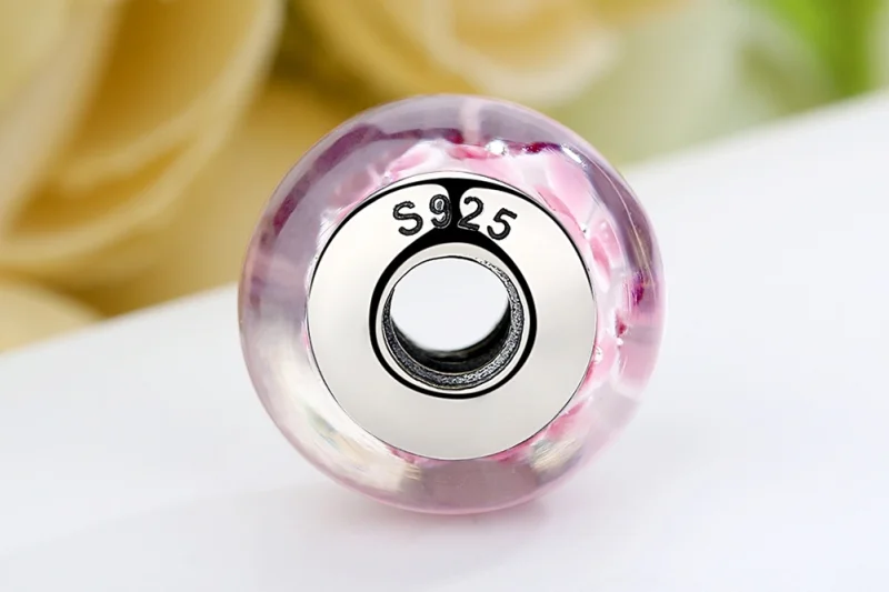 (Bild für) Charm-Anhänger aus Muranoglas mit rosa Blumen im Pandora-Stil - SCZ008 - Ansicht 9