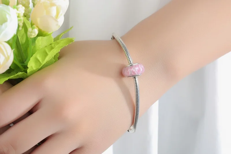 (Bild für) Charm-Anhänger aus Muranoglas mit rosa Blumen im Pandora-Stil - SCZ008 - Ansicht 10