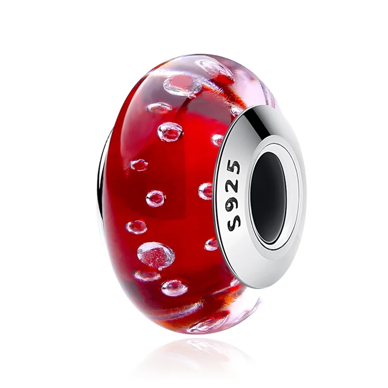 (Bild für) Charm-Anhänger aus rotem Muranoglas im Pandora-Stil - SCZ027 - Ansicht 2