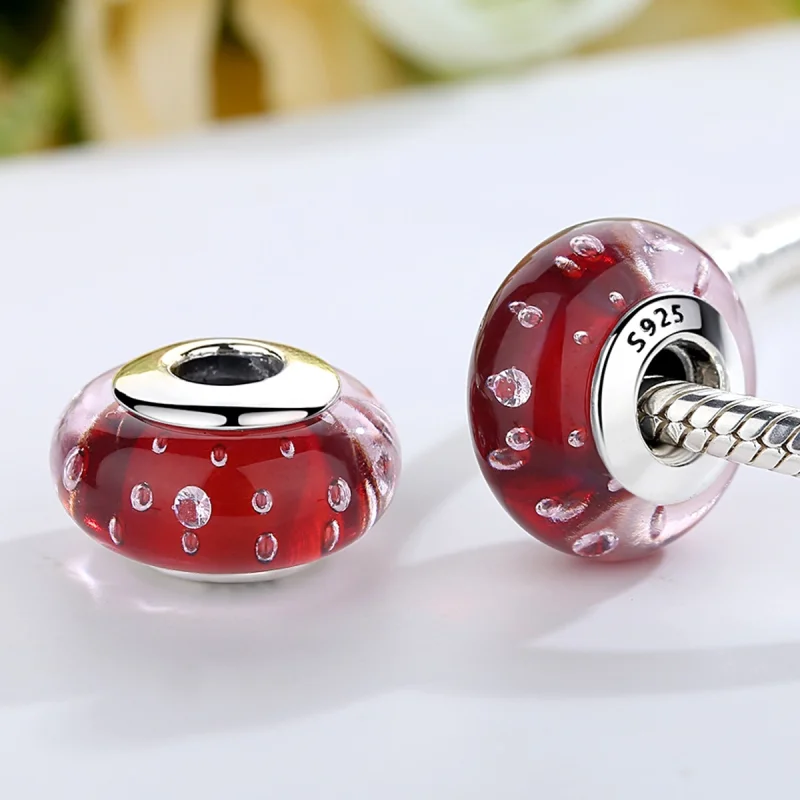 (Bild für) Charm-Anhänger aus rotem Muranoglas im Pandora-Stil - SCZ027 - Ansicht 4
