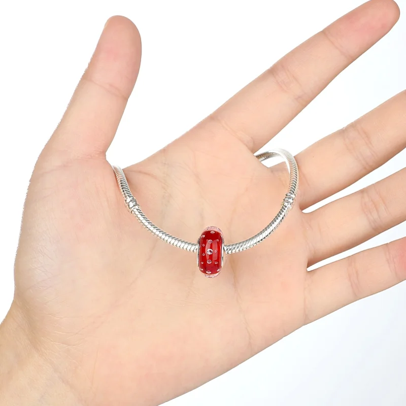 (Bild für) Charm-Anhänger aus rotem Muranoglas im Pandora-Stil - SCZ027 - Ansicht 5
