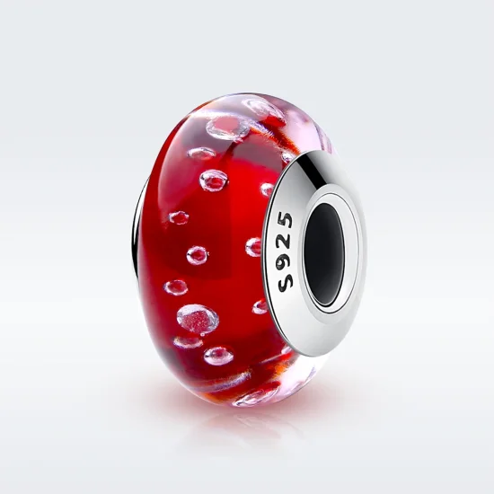 (Bild für) Charm-Anhänger aus rotem Muranoglas im Pandora-Stil - SCZ027