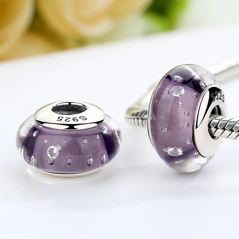 (Bild für) Charm-Anhänger aus violettem Muranoglas im Pandora-Stil - SCZ001 - Ansicht 3