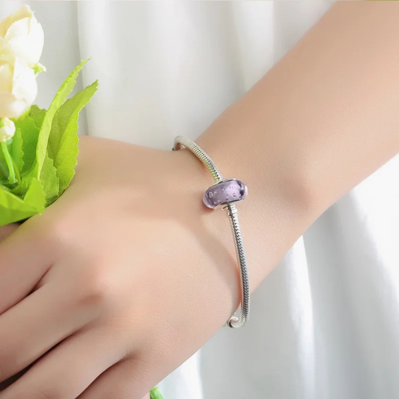 (Bild für) Charm-Anhänger aus violettem Muranoglas im Pandora-Stil - SCZ001 - Ansicht 6