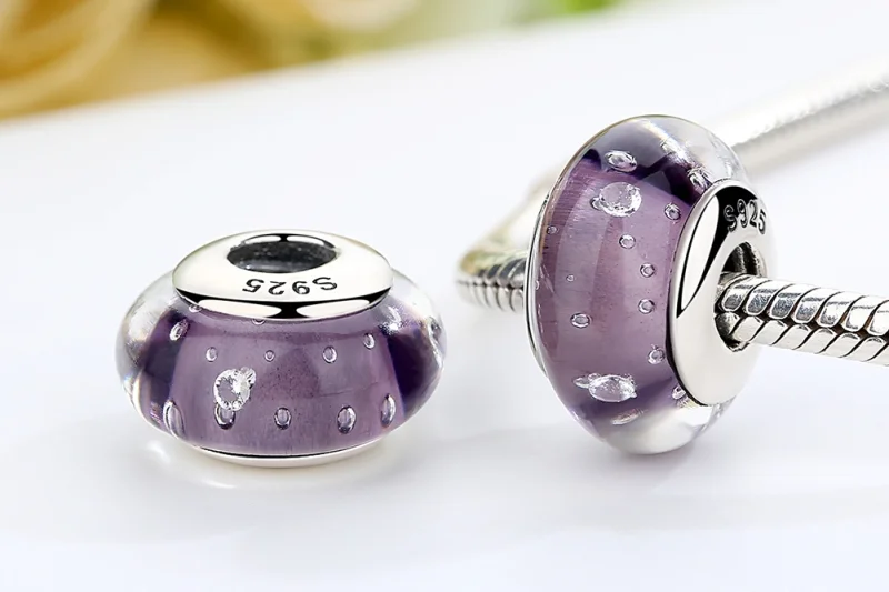 (Bild für) Charm-Anhänger aus violettem Muranoglas im Pandora-Stil - SCZ001 - Ansicht 7