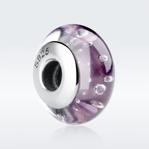 (Bild für) Charm-Anhänger aus violettem Muranoglas im Pandora-Stil - SCZ001