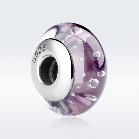 (Bild für) Charm-Anhänger aus violettem Muranoglas im Pandora-Stil - SCZ001
