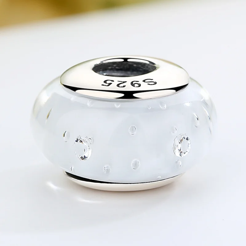 (Bild für) Charm-Anhänger aus weißem Muranoglas im Pandora-Stil - SCZ002 - Ansicht 3