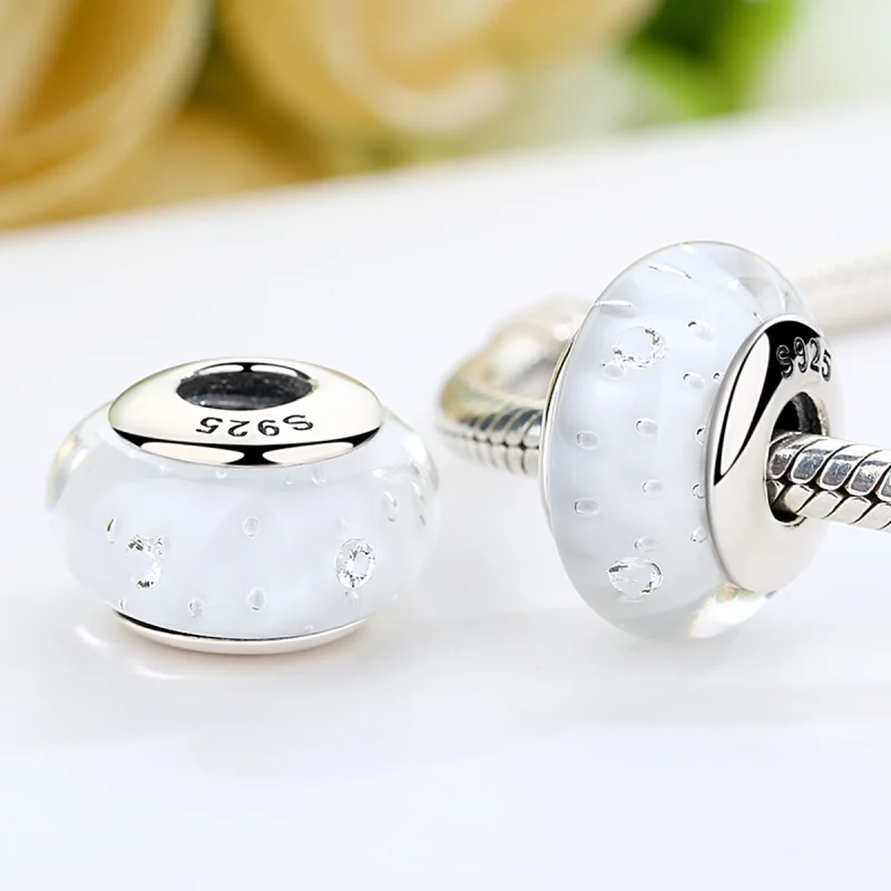 (Bild für) Charm-Anhänger aus weißem Muranoglas im Pandora-Stil - SCZ002 - Ansicht 5
