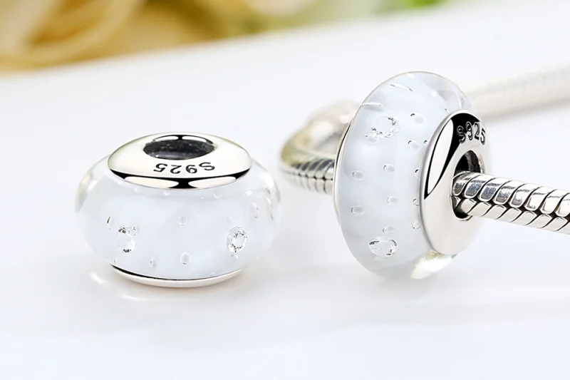(Bild für) Charm-Anhänger aus weißem Muranoglas im Pandora-Stil - SCZ002 - Ansicht 8