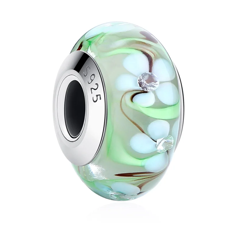 (Bild für) Charm-Anhänger „Blumen“ im Pandora-Stil aus Muranoglas - SCZ020 - Ansicht 2