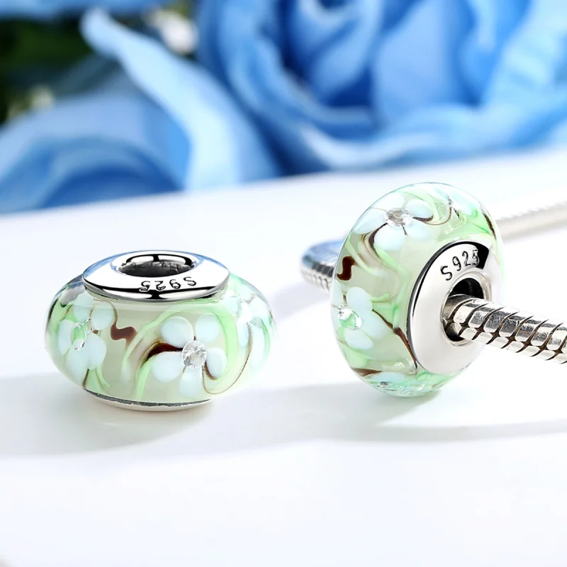 (Bild für) Charm-Anhänger „Blumen“ im Pandora-Stil aus Muranoglas - SCZ020 - Ansicht 3
