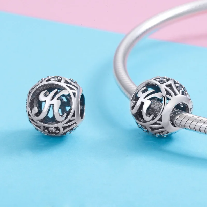 (Bild für) Charm-Anhänger „Buchstabe K“ im Pandora-Stil - SCC738-K - Ansicht 3