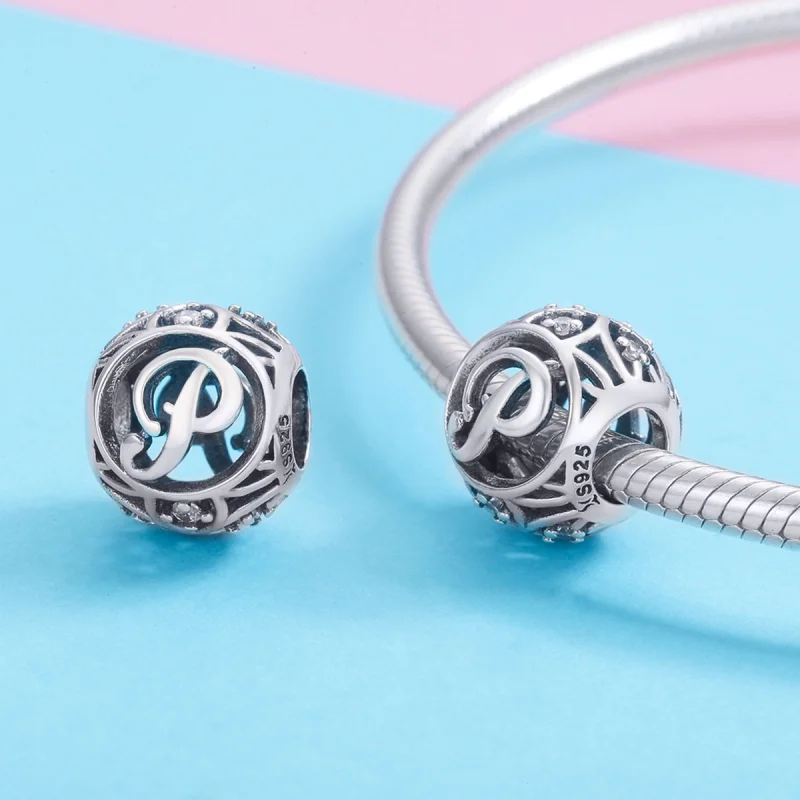 (Bild für) Charm-Anhänger „Buchstabe P“ im Pandora-Stil - SCC738-P - Ansicht 3