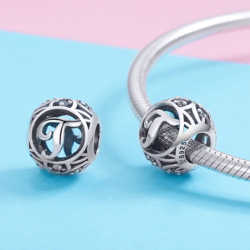 (Bild für) Charm-Anhänger „Buchstabe T“ im Pandora-Stil - SCC738-T - Ansicht 3