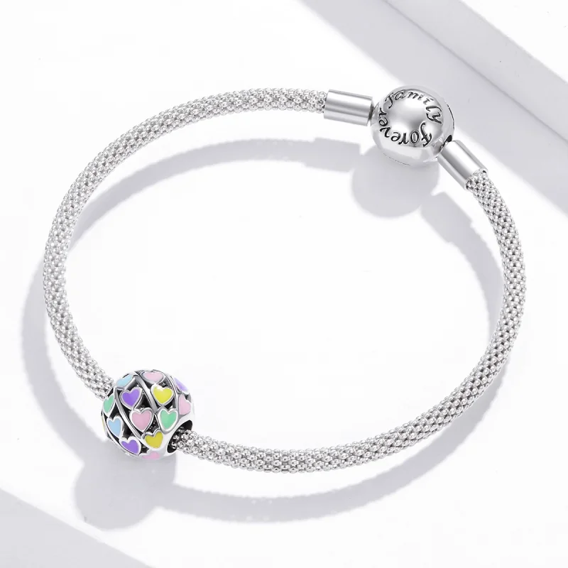 (Bild für) Charm-Anhänger „Bunte Herzen“ im Pandora-Stil aus Silber - SCC1758 - Ansicht 3