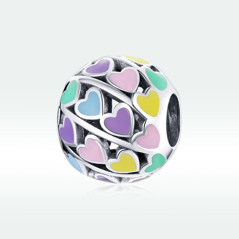 (Bild für) Charm-Anhänger „Bunte Herzen“ im Pandora-Stil aus Silber - SCC1758 - Ansicht 5