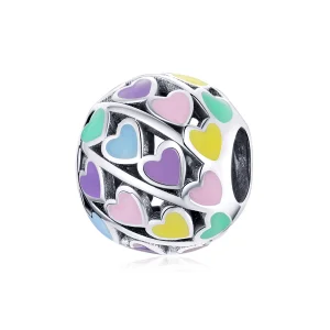 (Bild für) Charm-Anhänger „Bunte Herzen“ im Pandora-Stil aus Silber - SCC1758